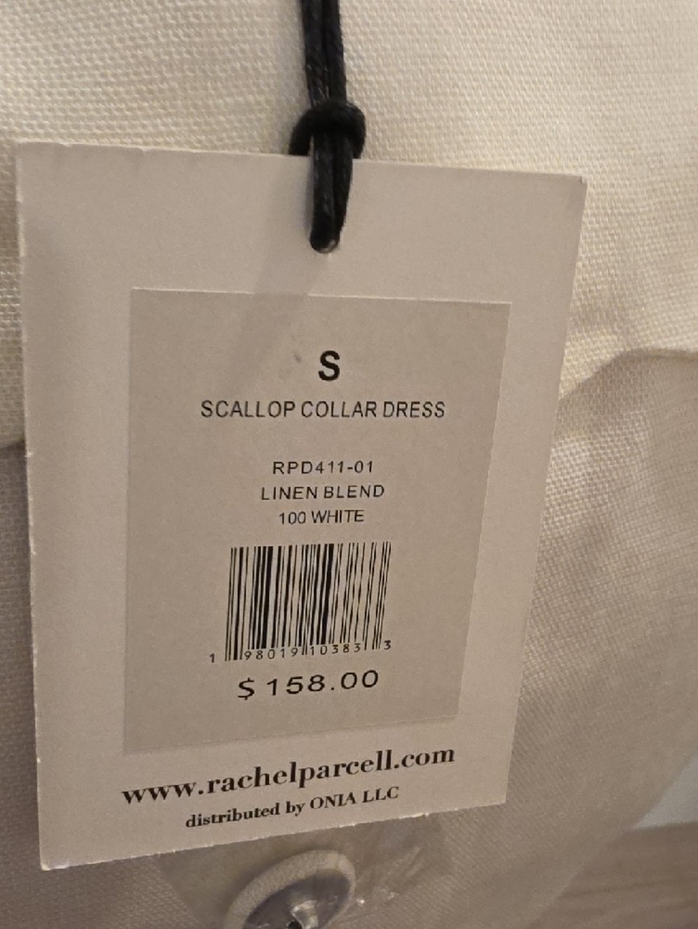 Rachel Parcell White linen blend Ruffle collar Mini Dress size S new with tags - Picture 5 of 12